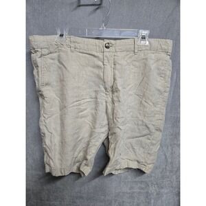 Mango MNG Man Beige Linen Shorts Mens Size 36 Flat Front Summer Casual Oatmeal